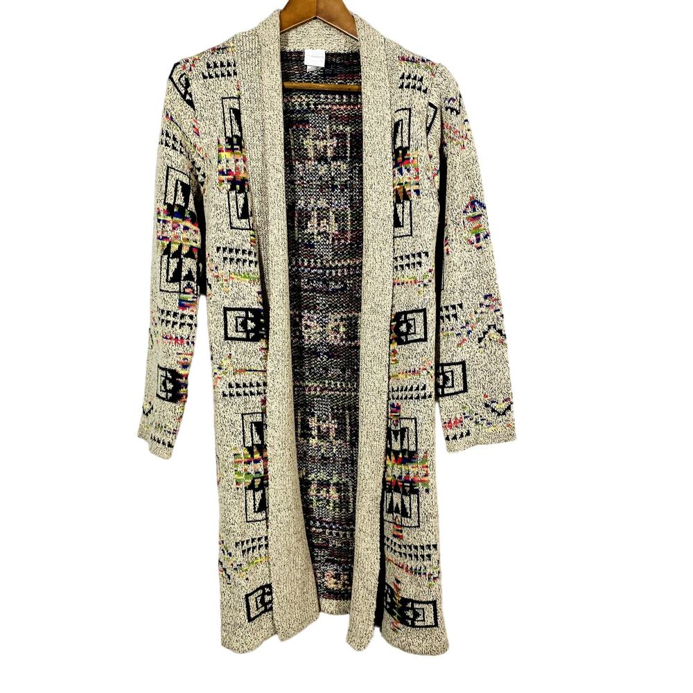 Northern Angel Open Front Duster Cardigan SW Knit Casual Geo - S